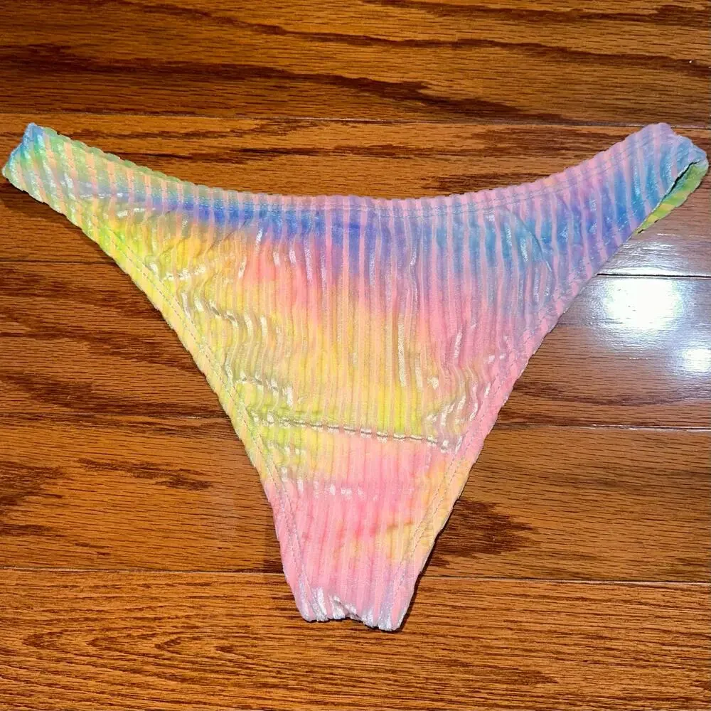 Dippin Daisy’s Velvet Rib Candy Tie Dye Cheeky Bikini Bottom Size Small